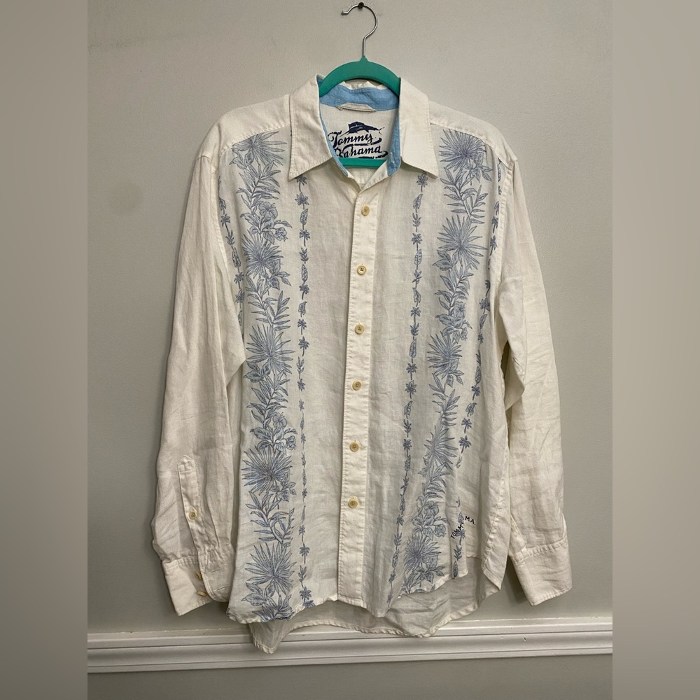 Men’s Tommy Bahama Long Sleeve Linen Hawaiian Shirt - L